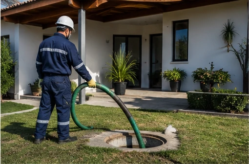Operador de M&R coordinando limpieza de fosa en parcela